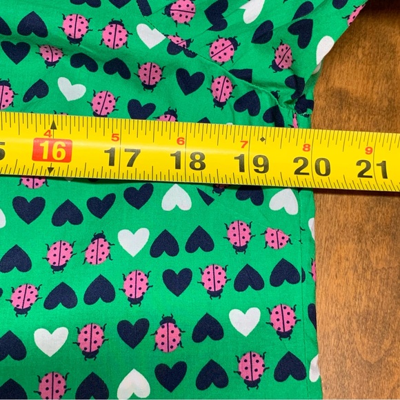 Talbots Green and Pink Vintage Heart and Ladybug Print Blouse, EUC, Med Petite - Picture 5 of 8